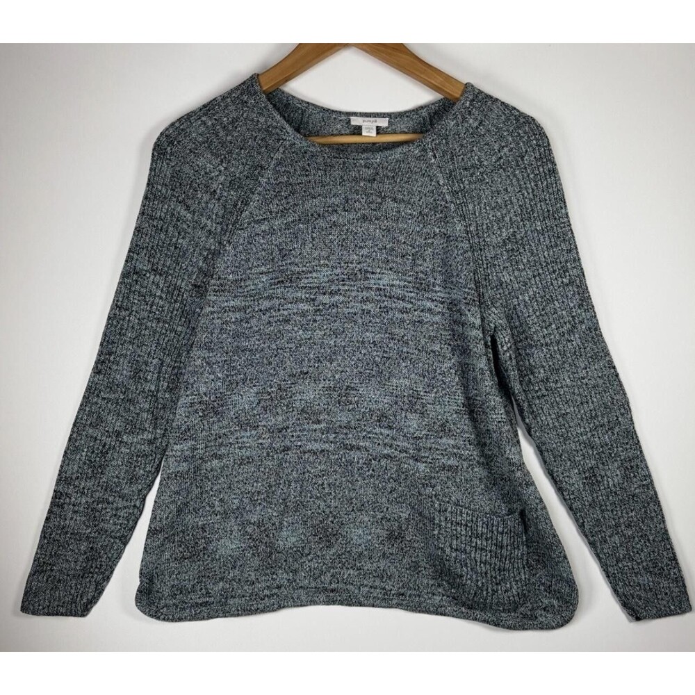 Pure Jill Sweater Womens Medium Petite Linen Blend‎ Pullover Pocket Knit